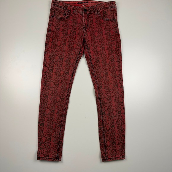 Dollhouse Denim - Dollhouse Y2K Snake Print Skinny Jeans Women's 11/12 Pink Black Stretch Scene